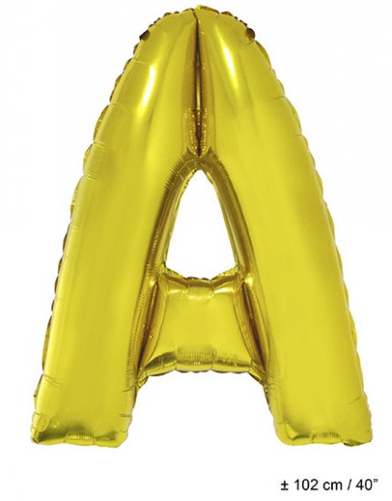 Metallic folie ballon letter A goud 102 cm - Klik op de afbeelding om het venster te sluiten
