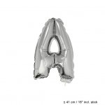 Metallic folie ballon letter A zilver 40 cm op stokje