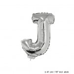 Metallic folie ballon letter J zilver 40 cm op stokje