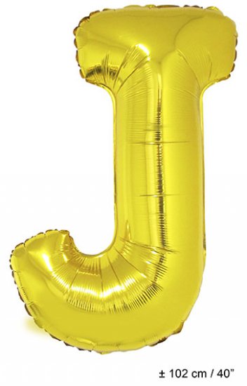 Metallic folie ballon letter J goud 102 cm - Klik op de afbeelding om het venster te sluiten