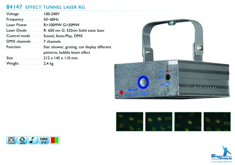 Stage Effects effect tunnel laser Red / green 130 mW. - Klik op de afbeelding om het venster te sluiten