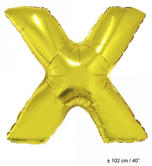 Metallic folie ballon letter X goud 102 cm - Klik op de afbeelding om het venster te sluiten