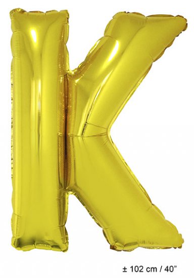 Metallic folie ballon letter K goud 102 cm - Klik op de afbeelding om het venster te sluiten