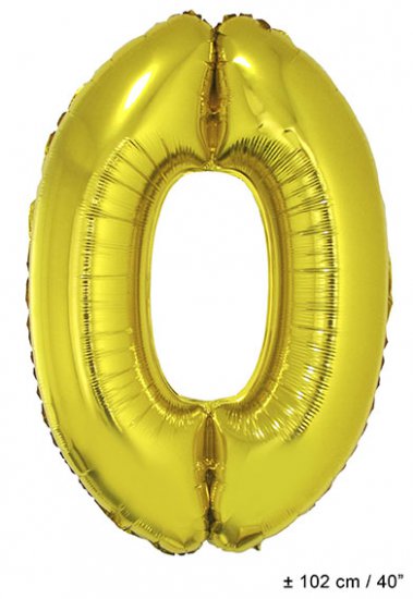Metallic folie ballon cijfer 0 goud 102 cm - Klik op de afbeelding om het venster te sluiten
