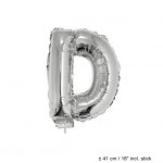 Metallic folie ballon letter D zilver 40 cm op stokje