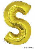 Metallic folie ballon letter S goud 102 cm