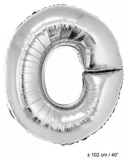 Metallic folie ballon letter O zilver 102 cm - Klik op de afbeelding om het venster te sluiten