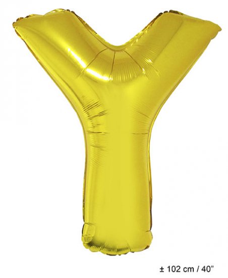 Metallic folie ballon letter Y goud 102 cm - Klik op de afbeelding om het venster te sluiten