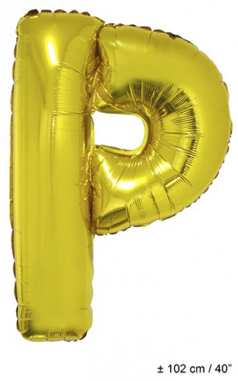 Metallic folie ballon letter P goud 102 cm - Klik op de afbeelding om het venster te sluiten