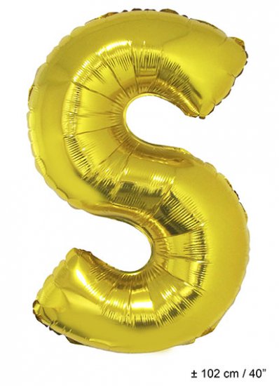 Metallic folie ballon letter S goud 102 cm - Klik op de afbeelding om het venster te sluiten
