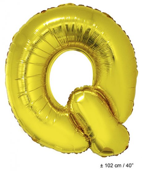 Metallic folie ballon letter Q goud 102 cm - Klik op de afbeelding om het venster te sluiten