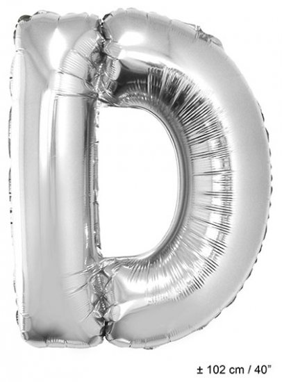 Metallic folie ballon letter D zilver 102 cm - Klik op de afbeelding om het venster te sluiten
