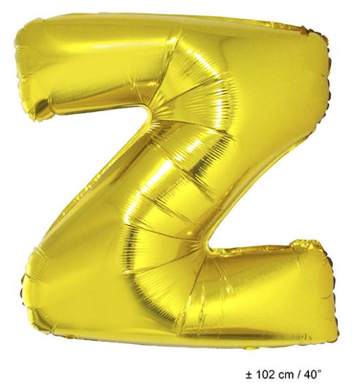 Metallic folie ballon letter Z goud 102 cm - Klik op de afbeelding om het venster te sluiten