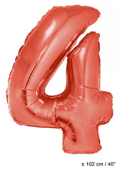Metallic folie ballon cijfer 4 rood 102 cm - Klik op de afbeelding om het venster te sluiten