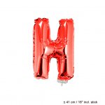 Metallic folie ballon letter H rood 40 cm op stokje