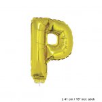 Metallic folie ballon letter P goud 40 cm op stokje