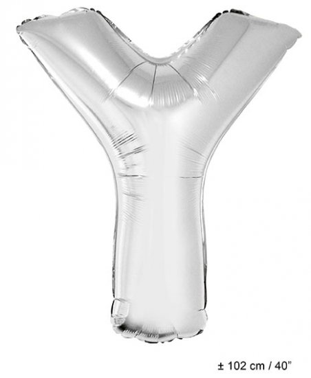 Metallic folie ballon letter Y zilver 102 cm - Klik op de afbeelding om het venster te sluiten
