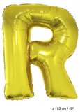 Metallic folie ballon letter R goud 102 cm