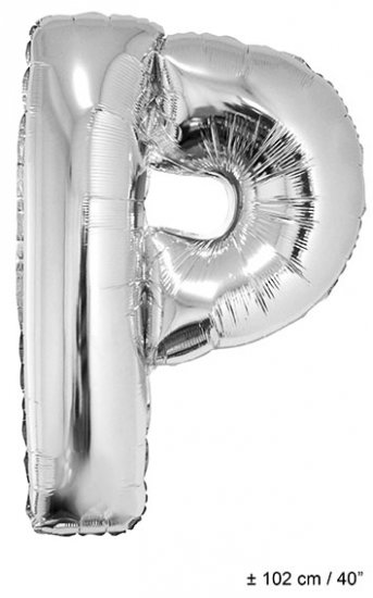 Metallic folie ballon letter P zilver 102 cm - Klik op de afbeelding om het venster te sluiten