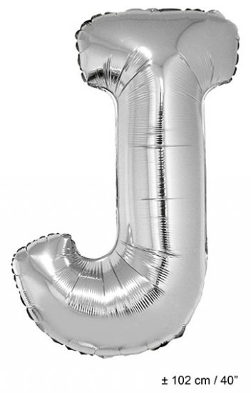 Metallic folie ballon letter J zilver 102 cm - Klik op de afbeelding om het venster te sluiten