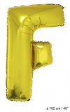 Metallic folie ballon letter F goud 102 cm