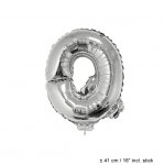 Metallic folie ballon letter Q zilver 40 cm op stokje
