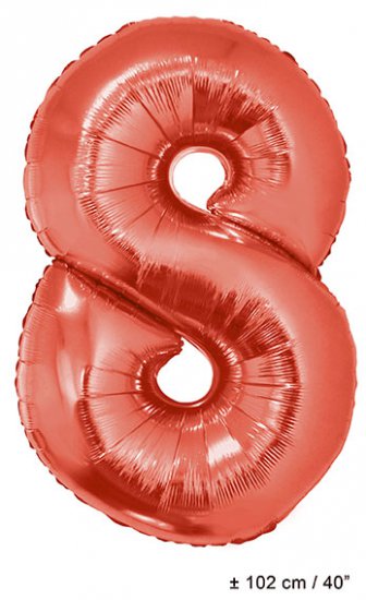 Metallic folie ballon cijfer 8 rood 102 cm - Klik op de afbeelding om het venster te sluiten