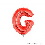 Metallic folie ballon letter G rood 40 cm op stokje