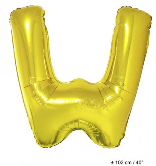 Metallic folie ballon letter W goud 102 cm - Klik op de afbeelding om het venster te sluiten