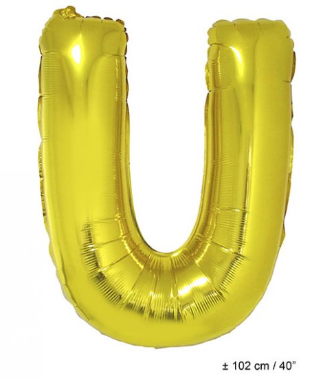Metallic folie ballon letter U goud 102 cm - Klik op de afbeelding om het venster te sluiten