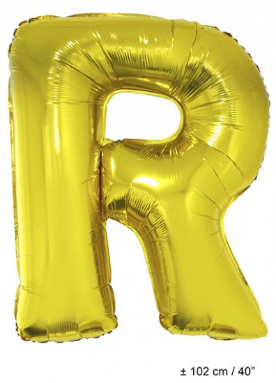 Metallic folie ballon letter R goud 102 cm - Klik op de afbeelding om het venster te sluiten