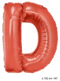 Metallic folie ballon letter D rood 102 cm