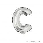 Metallic folie ballon letter C zilver 40 cm op stokje