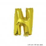 Metallic folie ballon letter N goud 40 cm op stokje