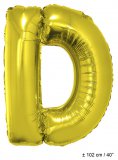 Metallic folie ballon letter D goud 102 cm