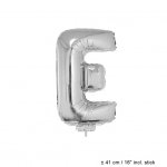 Metallic folie ballon letter E zilver 40 cm op stokje