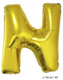 Metallic folie ballon letter N goud 102 cm
