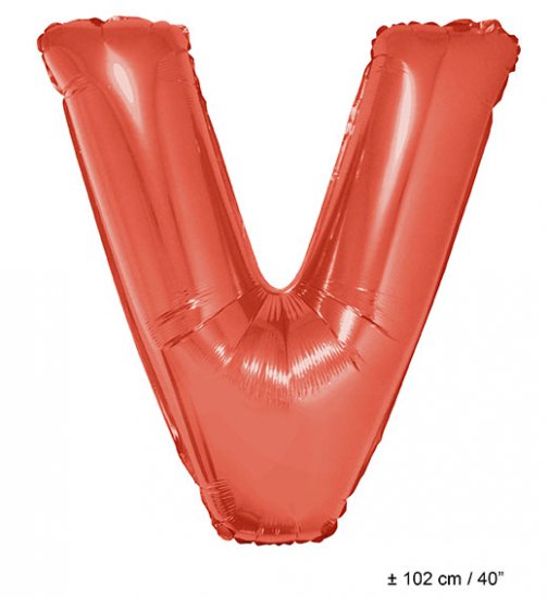 Metallic folie ballon letter V rood 102 cm - Klik op de afbeelding om het venster te sluiten