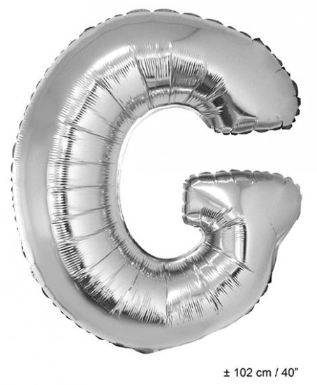 Metallic folie ballon letter G zilver 102 cm - Klik op de afbeelding om het venster te sluiten