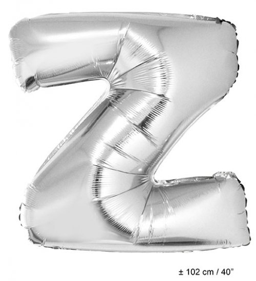 Metallic folie ballon letter Z zilver 102 cm - Klik op de afbeelding om het venster te sluiten
