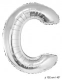 Metallic folie ballon letter C zilver 102 cm