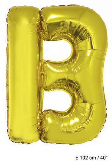 Metallic folie ballon letter B goud 102 cm - Klik op de afbeelding om het venster te sluiten