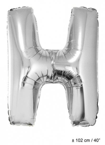 Metallic folie ballon letter H zilver 102 cm - Klik op de afbeelding om het venster te sluiten