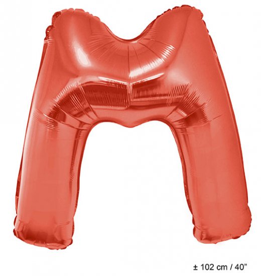 Metallic folie ballon letter M rood 102 cm - Klik op de afbeelding om het venster te sluiten
