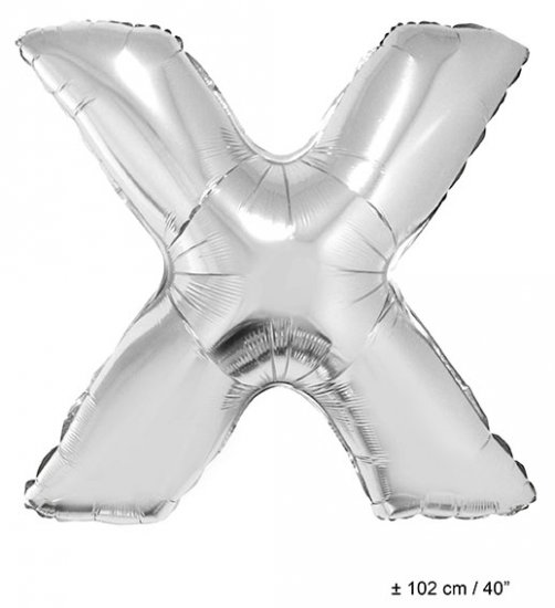 Metallic folie ballon letter X zilver 102 cm - Klik op de afbeelding om het venster te sluiten