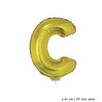 Metallic folie ballon letter C goud 40 cm op stokje