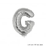 Metallic folie ballon letter G zilver 40 cm op stokje