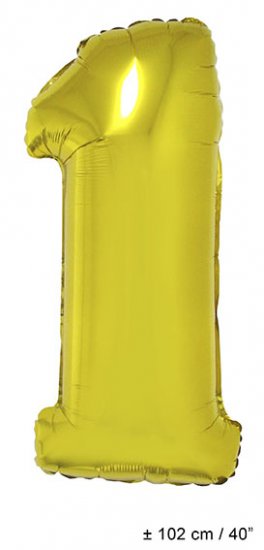 Metallic folie ballon cijfer 1 goud 102 cm - Klik op de afbeelding om het venster te sluiten