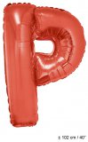 Metallic folie ballon letter P rood 102 cm