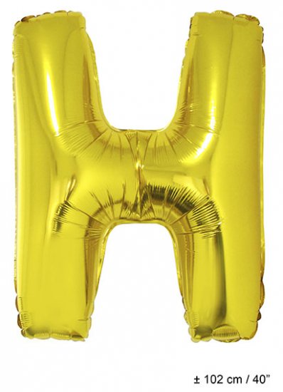 Metallic folie ballon letter H goud 102 cm - Klik op de afbeelding om het venster te sluiten
